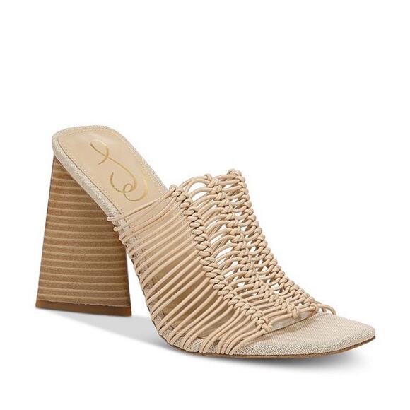 Sam Edelman Laurette Cream Block Heel Slip On Sandals, NEW, Size 5.5 MSRP $140 - Picture 1 of 9